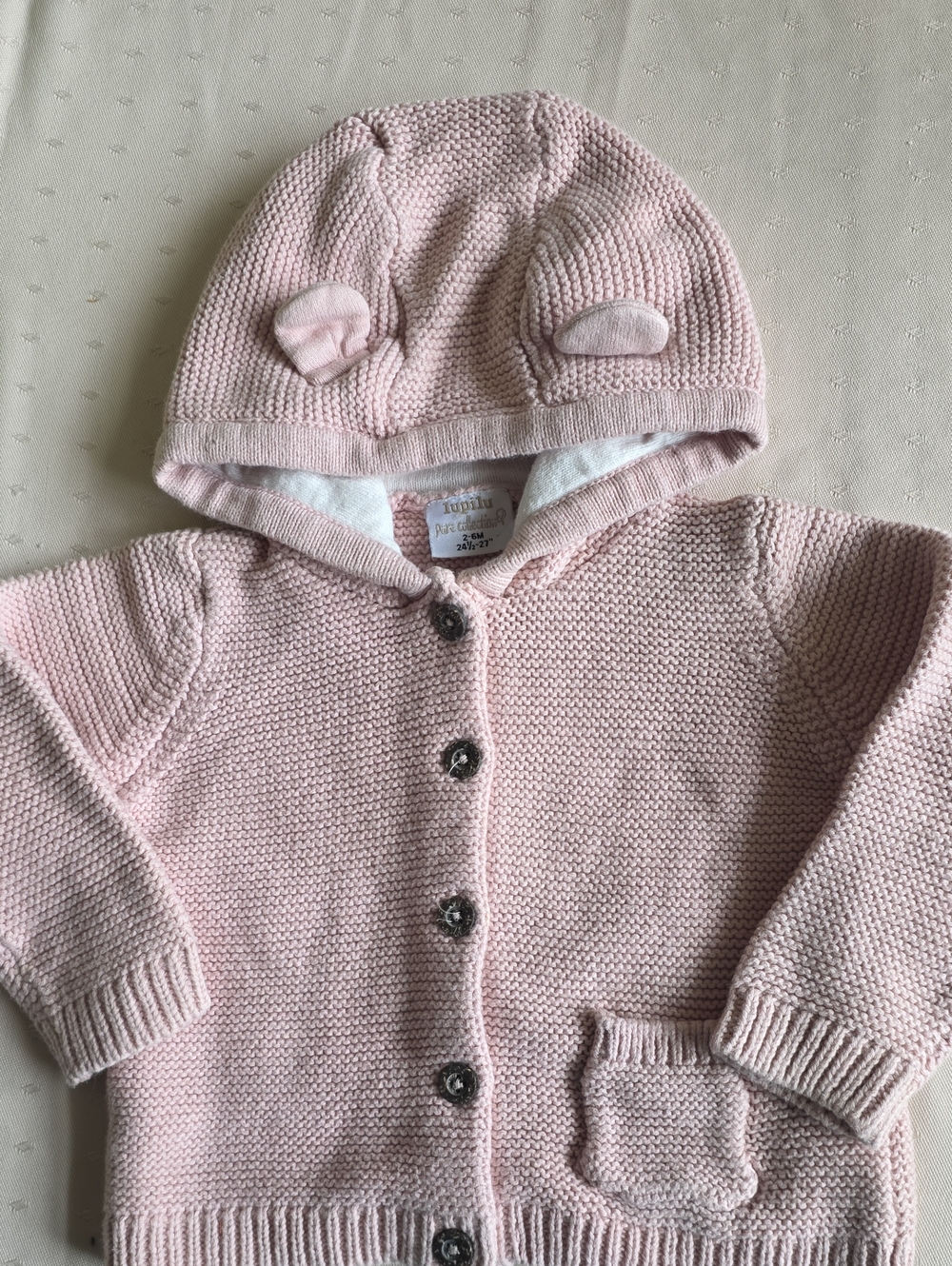 Lupilu Pink Knit Hooded Baby Cardigan